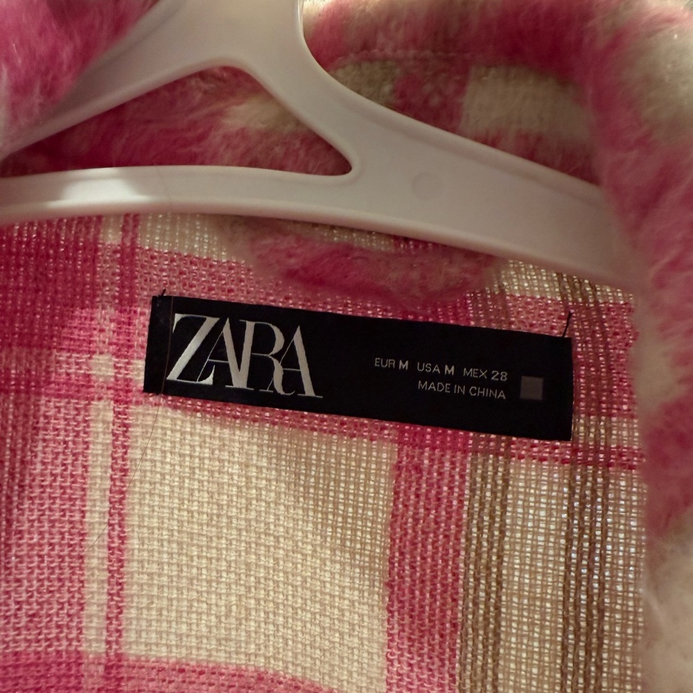 Zara Pink and Cream Plaid Jacket - Picture 3 of 4